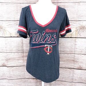 Genuine Merchandise Blue and Red Minnesota Twins Graphic Short Sleeve Size L